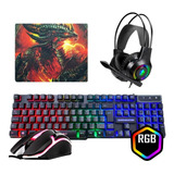 Kit Gamer Teclado Mouse Headset Pc Computador Barato Anime