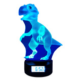Lampara Usb Dinosaurio T-rex Base Reloj + Control + Pilas