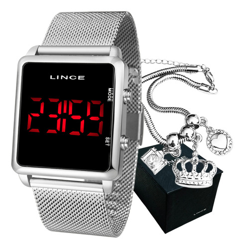Relógio Lince Feminino Prateado Luxo Original + Kit Pulseira