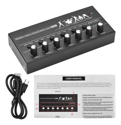 Mezclador De Audio Para Canales Mono/6.5 De Doble Etapa Con