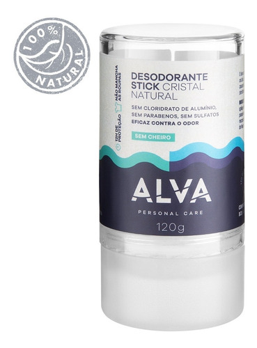 Alva Desodorante Natural E Saudável Pedra Cristal 120g
