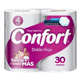 Papel Higiénico Confort Pack X4 Rollos 30mts Doble Hoja 