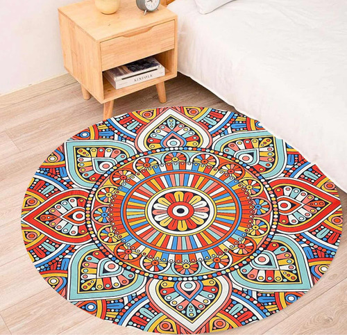 Alfombra Redonda Antideslizante Mandala Multi 140cm Kreatex