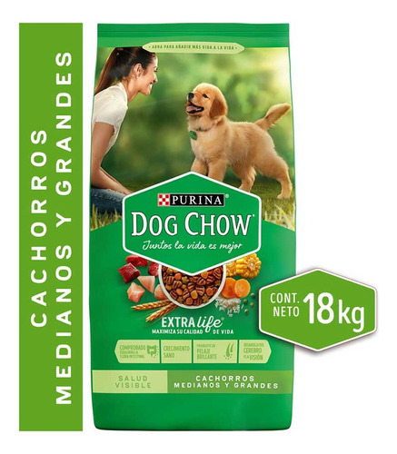 Purina Dog Chow Cachorro Mediano / Grande Carne Y Pollo 18kg