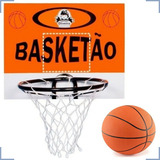 Cesta De Basquete Mais Bola Tabela Aro Rede Oficial