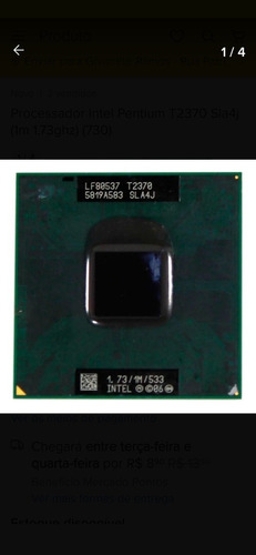 Processador Intel Pentium Dual Core T2370 Upgrade De Celeron