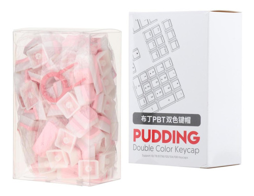Conjunto De Teclas Pbt Pudding Keycaps Em Rosa Translúcido