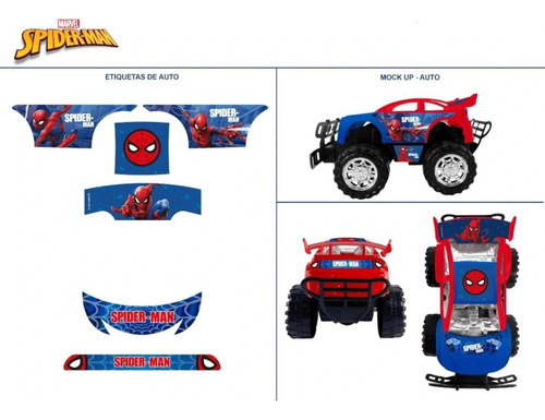 Auto A Friccion Spiderman Marvel 14x18cm Nenes Micieloazul Color Rojo