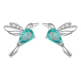 Aretes Ángel Colibrí Plata S925 Amor Corazón Mamá Cumpleaños