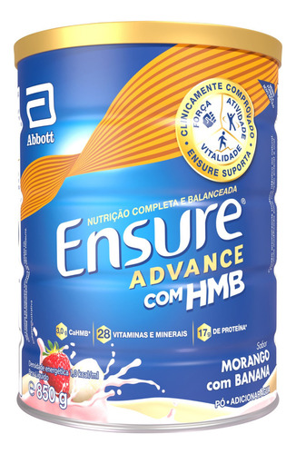 Suplemento Ensure Advance Morango Com Banana 850g