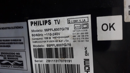 Placa Sensor/botão Power Marca Philips, Modelo 50pug6900/78
