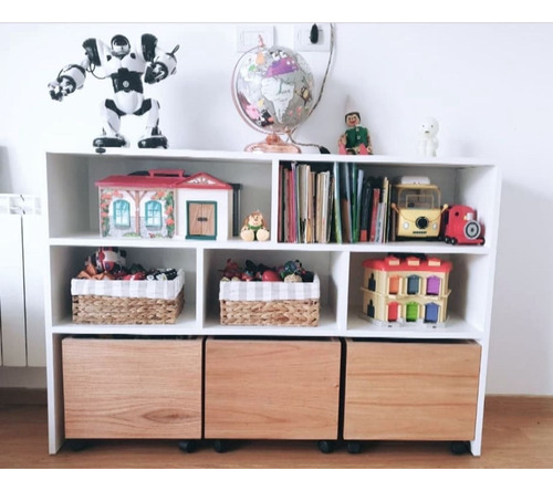 Mueble Juguetero Organizador Infantil Cubos Ruedas Estantes 