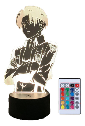 Lámpara Led 3d Levi Ackerman Attack On Titan Touch 7colores