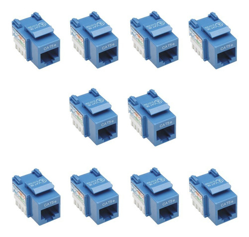 10 Jack Rj45 Keystone Azul Cat5e 90° Terminacion 110