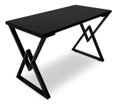 Mesa Ouro 1,20x0,60 Em Aço E Madeira P/ Escritório Cozinha Cor Preto/preto