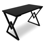 Mesa Ouro 1,20x0,60 Em Aço E Madeira P/ Escritório Cozinha Cor Preto/preto