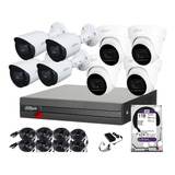 Kit Audio Microfonos 8 Bullet Domo 2mp Dvr 1080p Fullhd 1tb