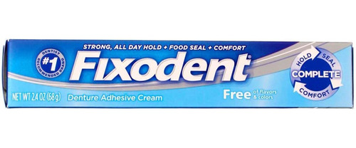 Fixodent, Crema Adhesiva Para Dentaduras, Libre De Sabores Y