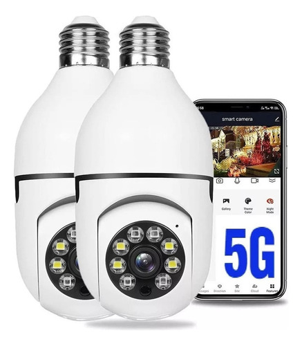 2pcs 5g Wifi Lâmpada Prova D'água Câmera Segurança 1080p 1