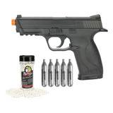 Pistola Airsoft Co2 S&w Mp40 6mm Kwc Rossi + Co2 + Bbs 0,28g