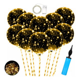 10 Globos Burbuja Cristal Luz Led Palito +inflador + Pila Aa