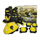 Patins Inline+kit Proteção Aventura 34-37 Preto/amar-unitoys