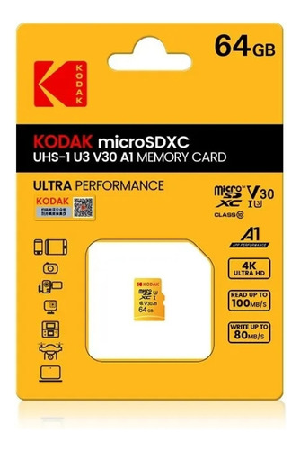 Cartão De Memória 64gb Kodak Microsdxc Ultra Desempenho