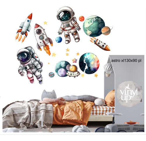 Vinilos Infantiles Astronautas Espacio Galaxia 130x90cm