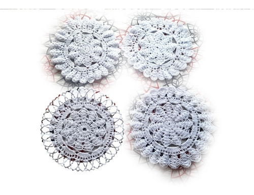 Individuales 4 Pcs A Crochet Hechos A Mano 30cm C/u Carpeta
