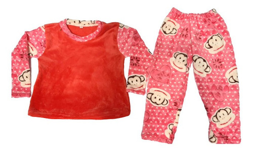 Pijama Térmica Fucsia Micos Con Saco Rojo Infantil