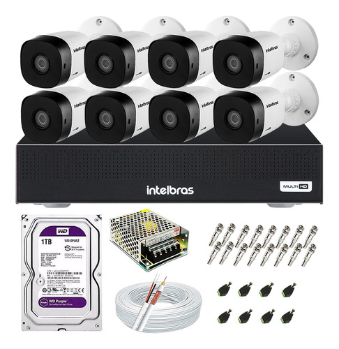 Kit 8 Câmeras Intelbras Hdcvi 1120 E Dvr 8 Canais C/ Hd 1tb