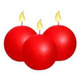 6 Velas Bola Decorativas Vermelhas Alta Duração Festas Natal