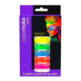 Tinta Facial Color Make Neon Fluor 5 Cores Maquiagem Rosto