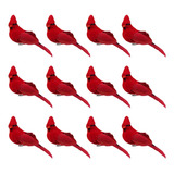 12 Piezas De Pájaros  Enales Rojos Artificiales, 5 Pul...