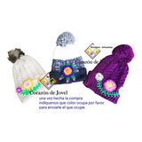 Gorros Para Frio Bordado Y Tejidos A Mano Con Pompon-chiapas