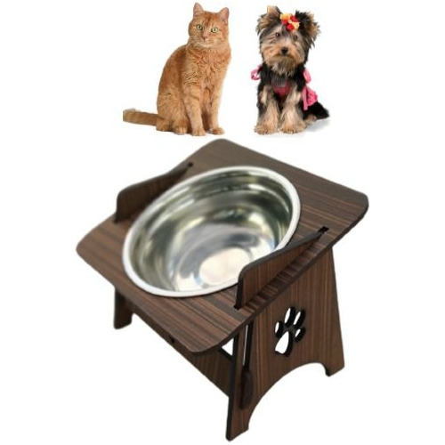 Comedouro Com Suporte Elevado Funcional Para Gato E Cachorro