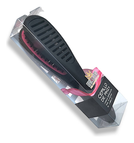 Cepillo De Pinza Para Planchar Alaciar Cabello Negro  Rosa