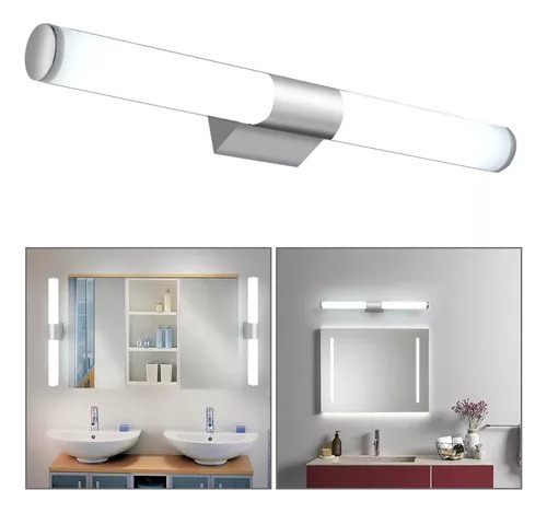 Lámpara De Pared Con Espejo De Baño, Luz Blanca Y Luz Cálida