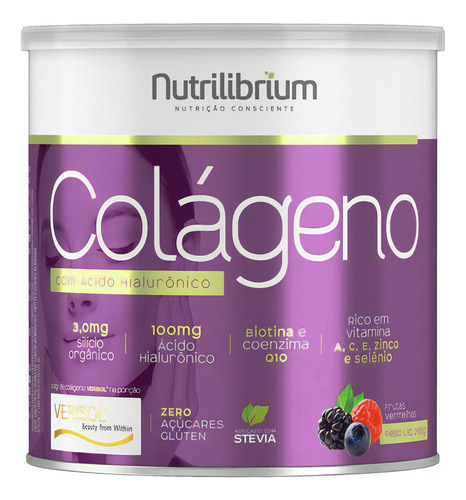 Colágeno Verisol Ácido Hialurônico Silício Orgânico Coq-10 Sabor Frutas Vermelhas