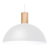 Colgante Moderno Campana Monaco Blanco Con Madera Apto Led