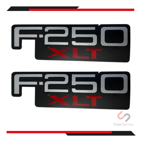 Calcas Sticker Ford F-250 Xlt Neg/plata/rojo De 22x8cm 2pzas