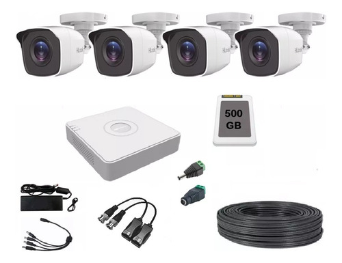 Kit 4 Cámaras 1080p 2 Mpx Cctv 500gb Dvr 4ch Cable Exterior