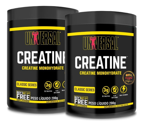 2 Creatina Universal 200g Com Selo De Autenticidade