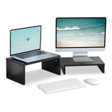 Paquete De 2 Soportes Elevadores Negros Para Monitor, Soport