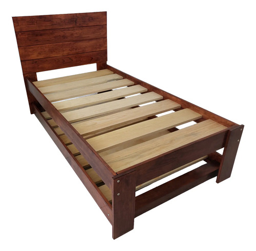 Cama Canguro, Base Box Doble Individual Con Cabecera