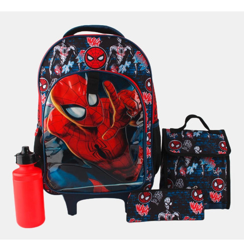 Mochila Escolar Disney Spiderman 4pcs