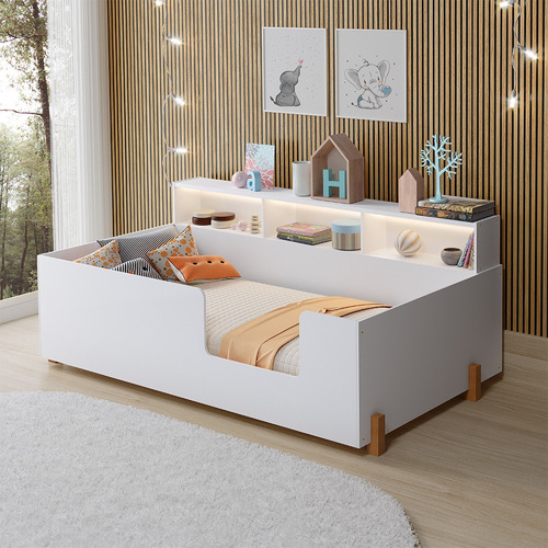 Cama De Criança Infantil Design Doçura Juvenil Lisa - Branca