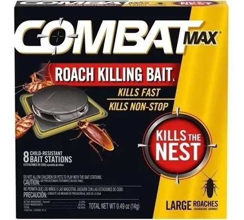 Combat Max Mata Cucarachas 8 Trampas Cebo 12gr