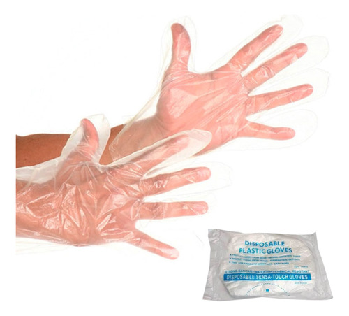 Guantes Descartables Polietileno Transparente 100 Unidades 