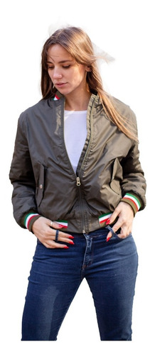 Campera Bomber Over Premium Mujer Con Corderito Amplias